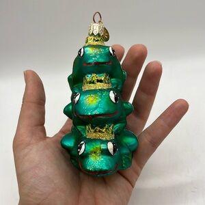 Christopher Radko Balancing Act Leap Of Faith Stack Frogs Ornament Christmas